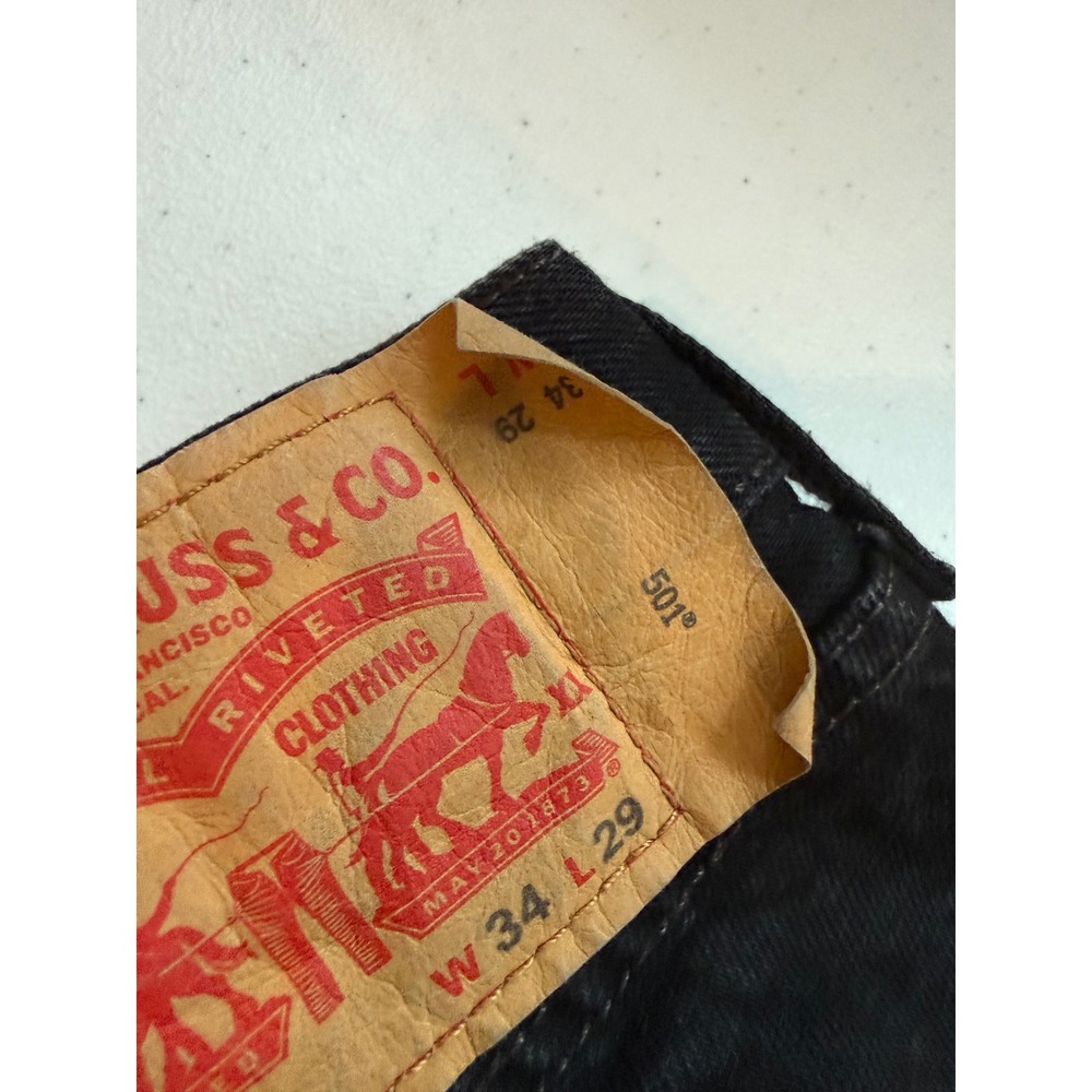 Levis 501 Original Fit Black Straight Leg Jeans‎ Mens W34 L29 Button Fly Denim - Picture 12 of 14
